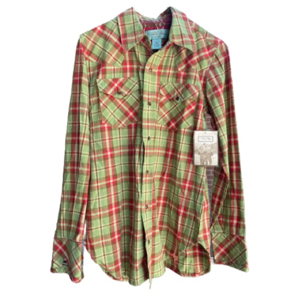 NWT Tasha Polizzi Green Plaid Pearl Snap Button Down Flannel Shirt- Size…